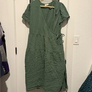 Target Green Midi Sundress with Flutter Sleeves
